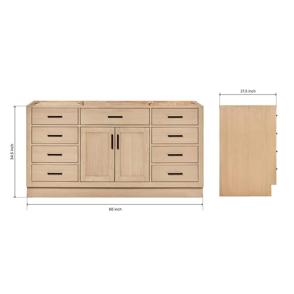 Hepburn 66 in. W x 21.5 in. D x 34.5 in. H Bath Vanity Cabinet without Top in Oak