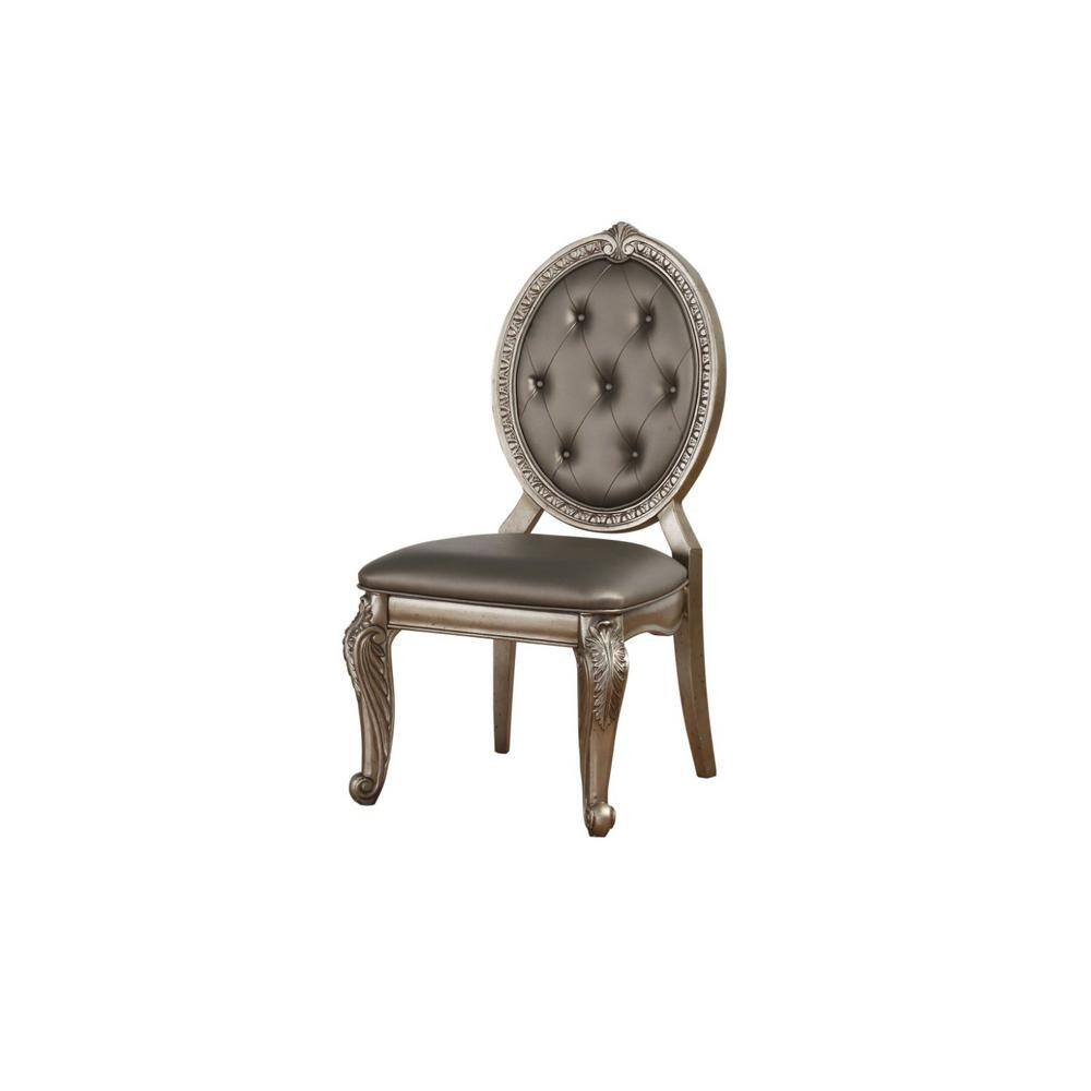 Rectangular Northville Side Chair - PU & Antique Champagne, Set of 2