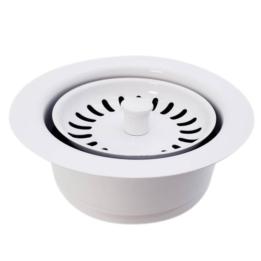 Westbrass D2089SEV-50 3-1/2" Waste Disposal Drain Flange and Basket Strainer, Powder Coat White
