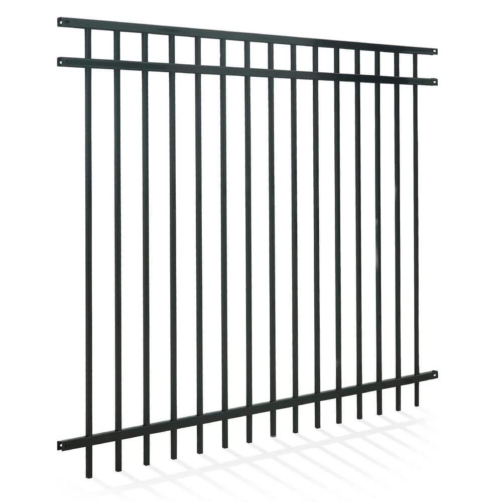 5 ft. x 6 ft. Heavy Duty Flat Top Metal Fence Panel, Anti-Rust Decorative Garden Fence Panel (Single Panel)