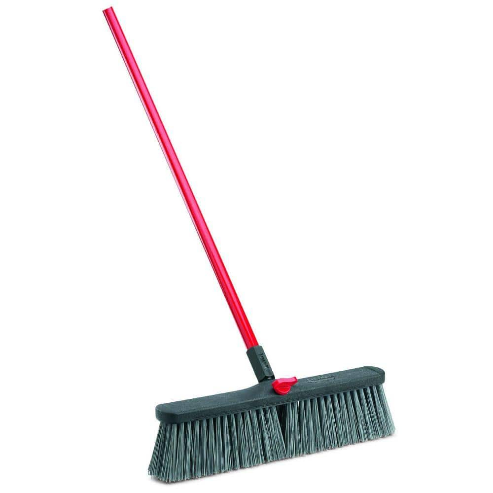 Libman 18 in. Rough Surface Push Broom Red Black