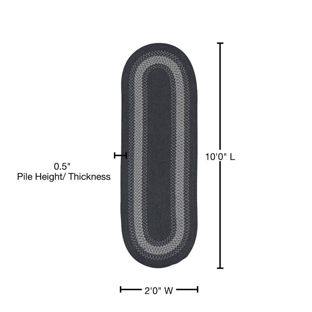 Chancery Charcoal 2 ft. x 10 ft. Braided Runner Rug