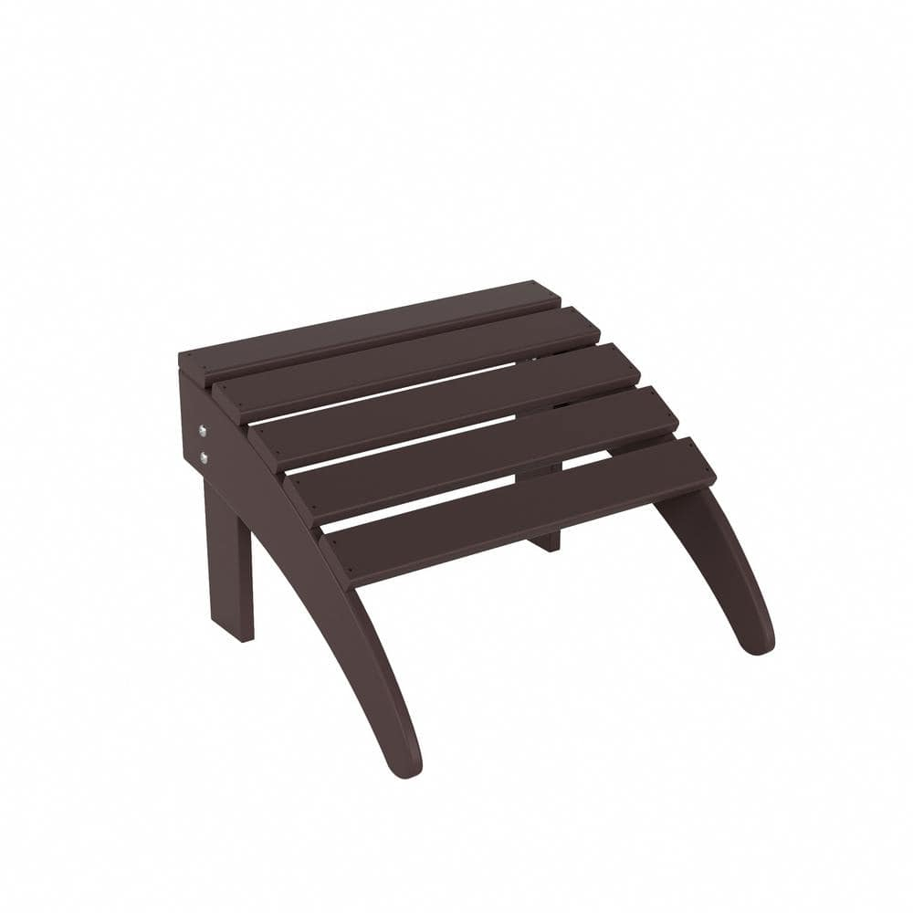 Polytrends  Laguna Hdpe All Weather Outdoor Patio Foldable Ottoman Dark Brown