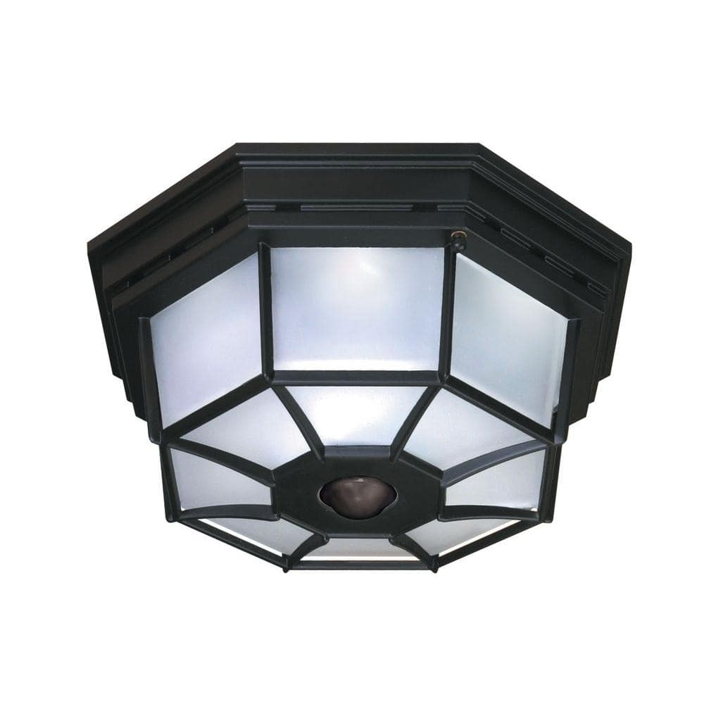 Heath Zenith Motion-Sensing Hardwired Incandescent Black Ceiling Light