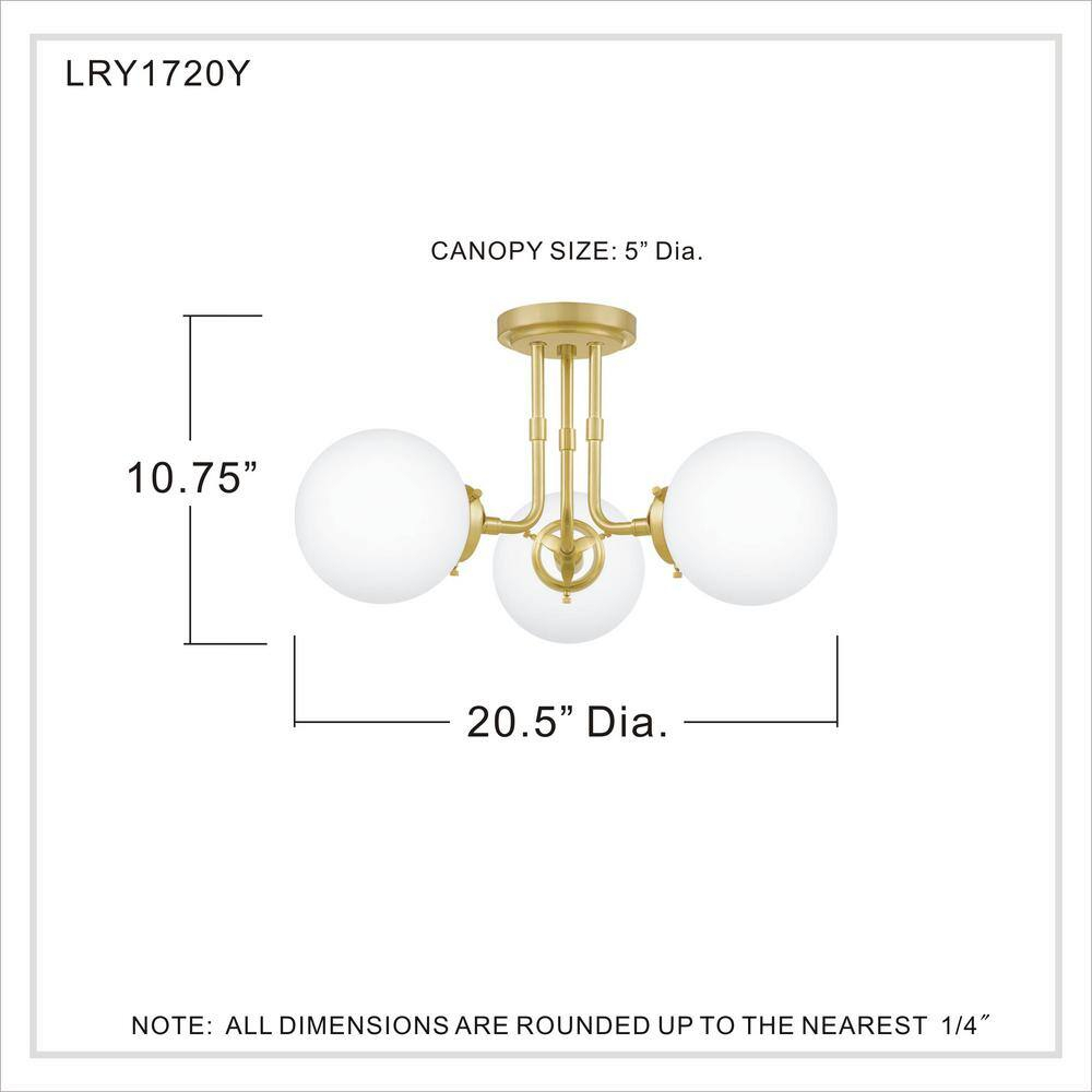Quoizel Lighting Landry 3 - Light Semi-Flush Mount in  Satin Brass