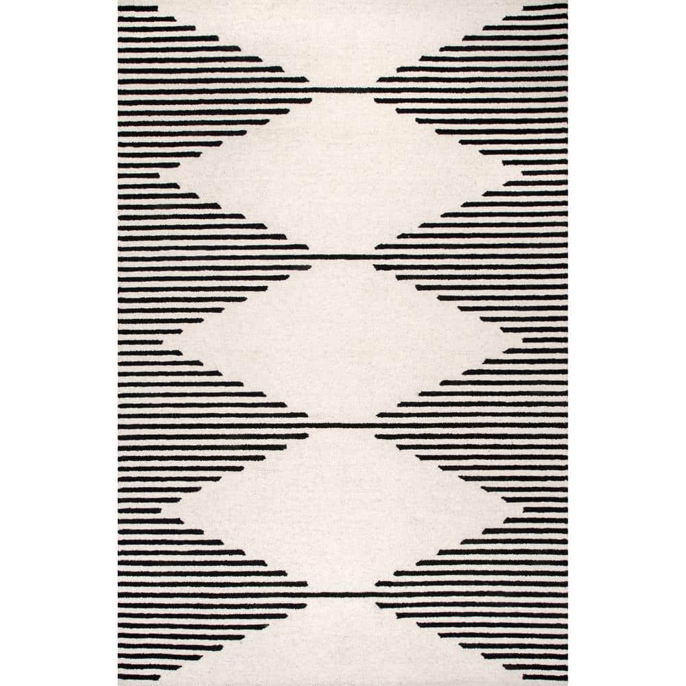 nuLOOM Flynn Handmade Contemporary Wool Area Rug, 5' x 8', Ivory