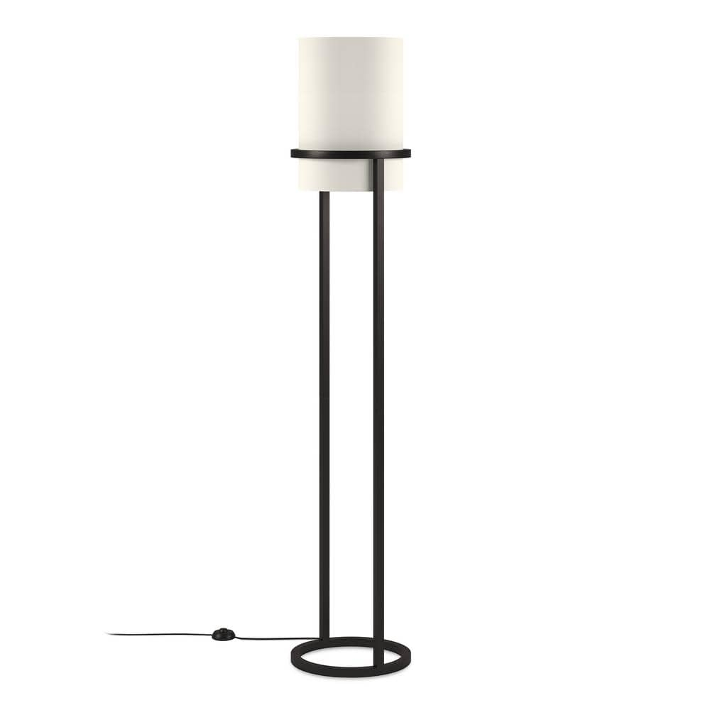 Evelyn&Zoe Casimir 62" Tall Floor Lamp with Fabric shade in Blackened Bronze/White