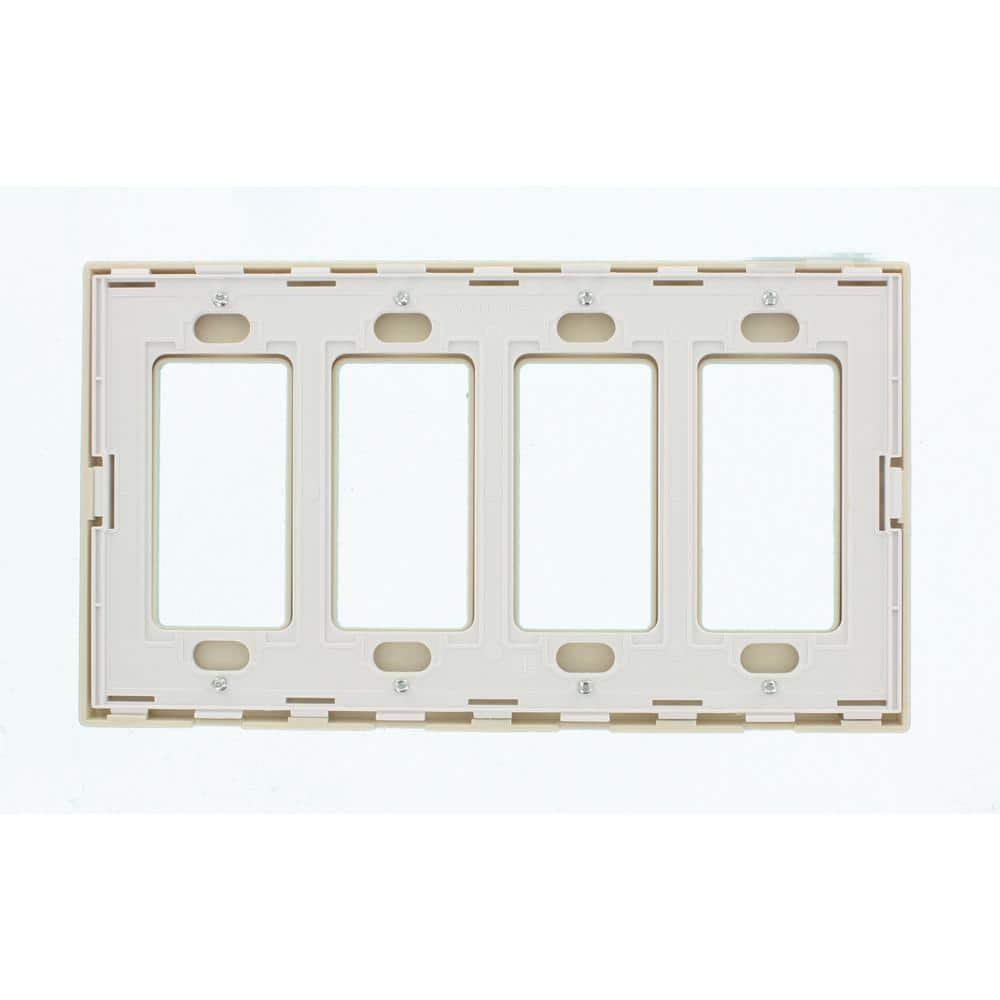 Light Almond 4-Gang Screwless Polycarbonate Wallplate