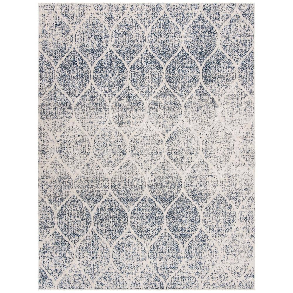 SAFAVIEH Madison Leighton Geometric Area Rug, Cream/Royal Blue, 10' x 14'