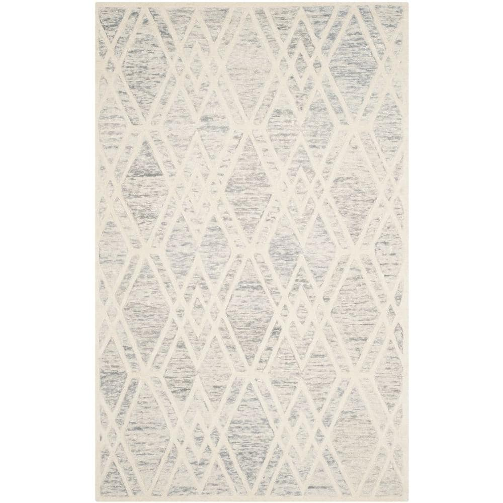 SAFAVIEH Cambridge Rordan Geometric Wool Area Rug, Grey/Ivory, 8' x 10'