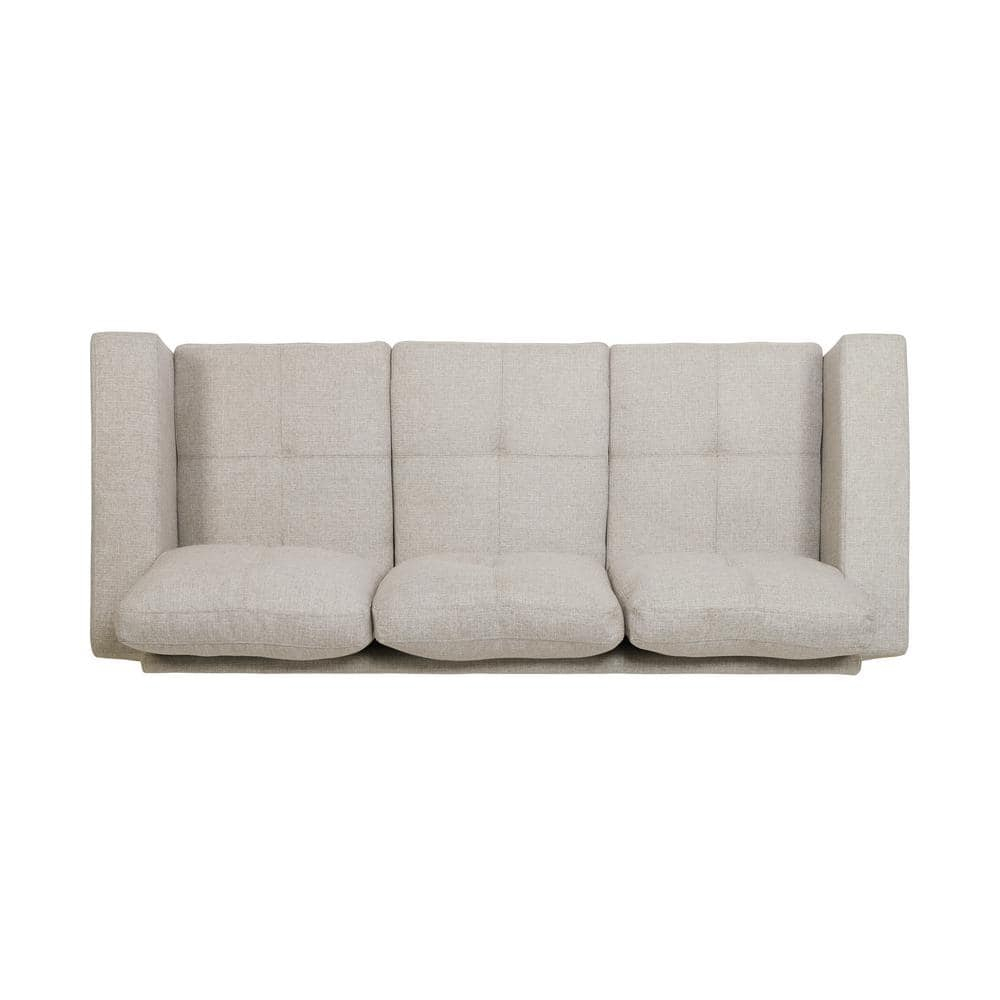 Noble House Laranne 3 Seater Tufted Fabric Sofa, Beige, Dark Brown