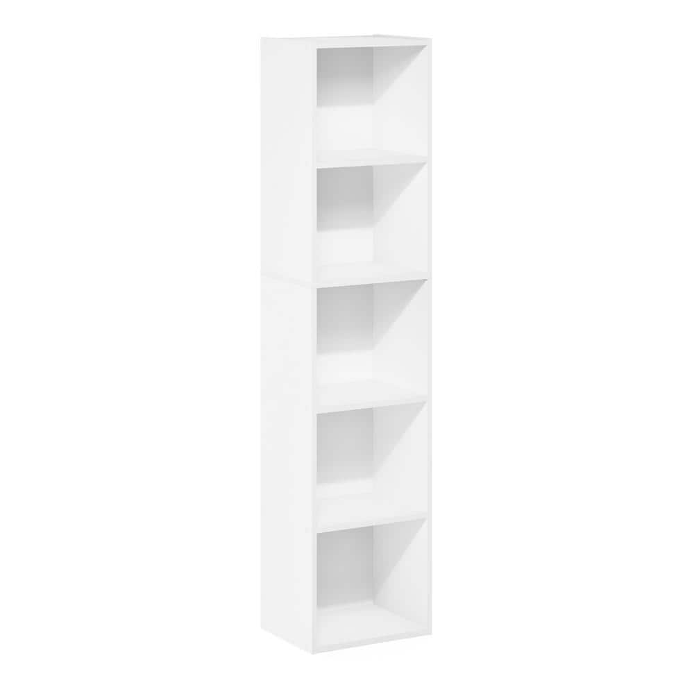 Furinno Pasir 5-Tier Open Shelf Bookcase, White