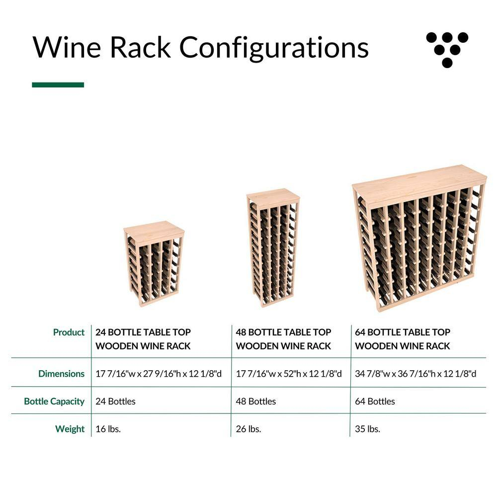Unstained America Redwood 24-Bottle Table Top Wine Racks