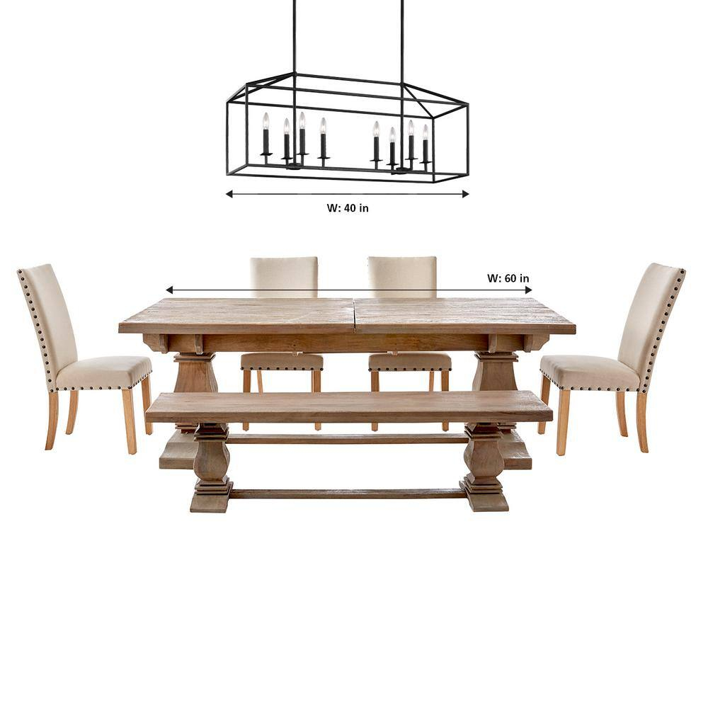 Perryton 40 in. 8-Light Bronze Modern Transitional Linear Hanging Island Candlestick Chandelier