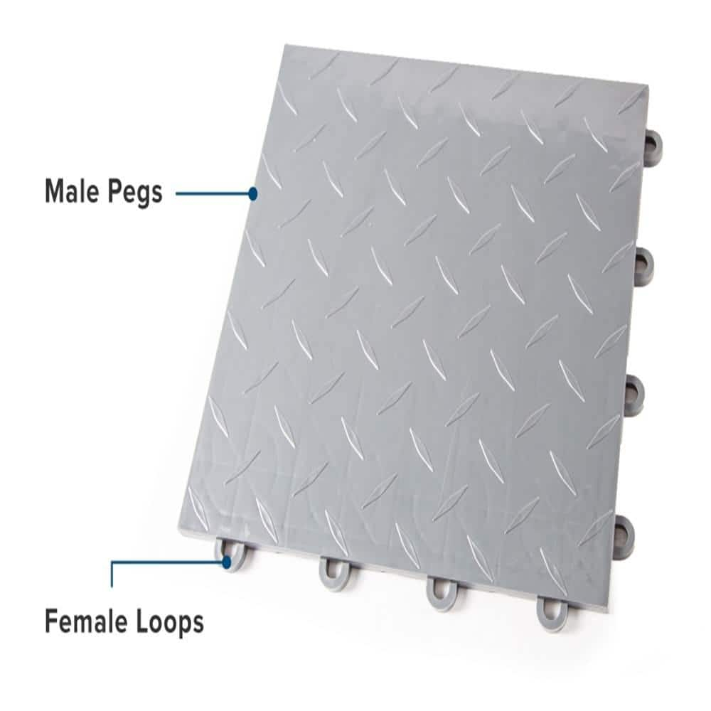 FlooringInc's Nitro 12"x12" Snap-Together Garage Flooring Tiles, Non-Slip Interlocking Plastic Garage Floor Mat, Garage Organization & Garage Storage, Diamond Pattern, Sahara Sand, 52 Tiles, 52 Sq/Ft