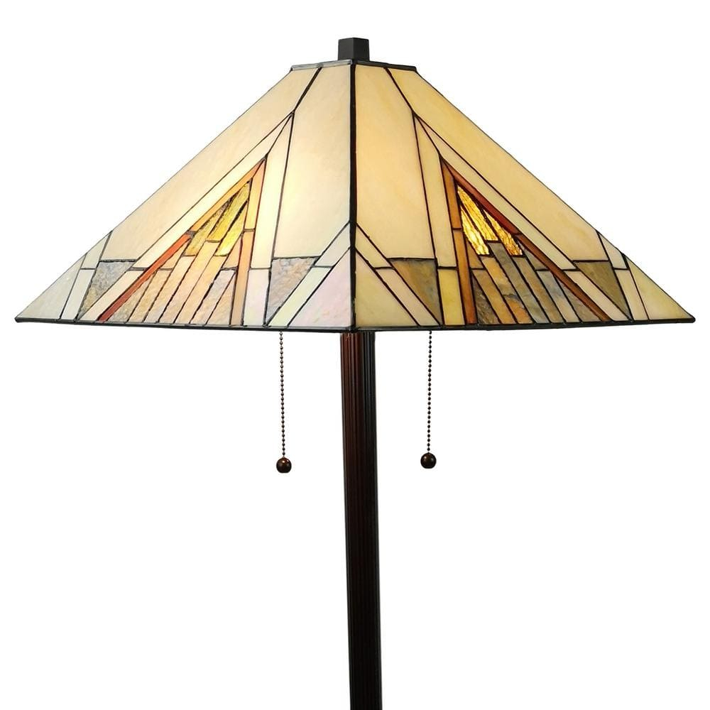 Tiffany Style 2 Light Mission Floor Lamp - 62" Tall