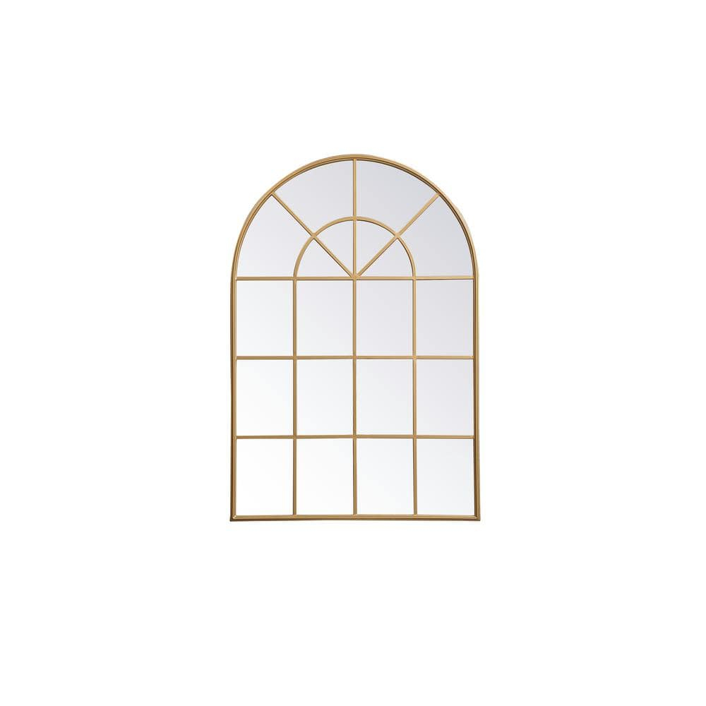 Elegant Decor Metal windowpane mirror 36 inch x 53 inch in Brass