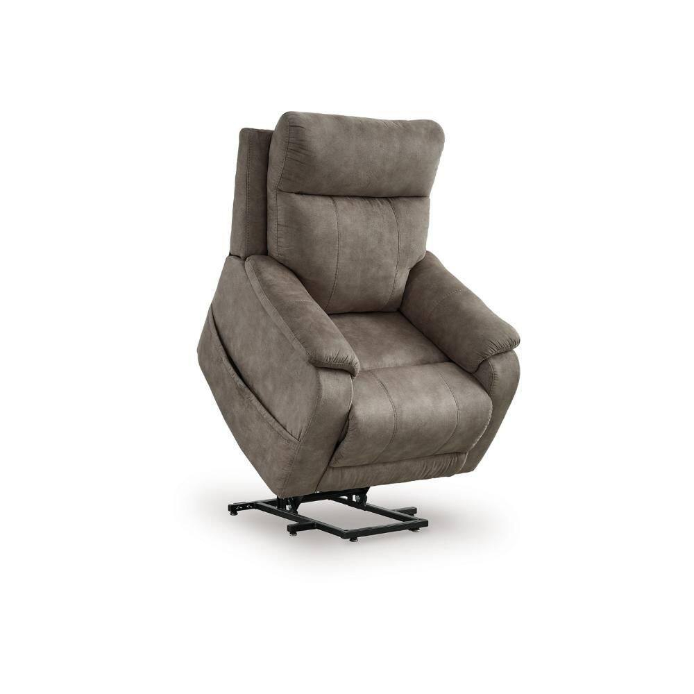 Gray Faux Leather Power Recliner Chair with Massage and Heat