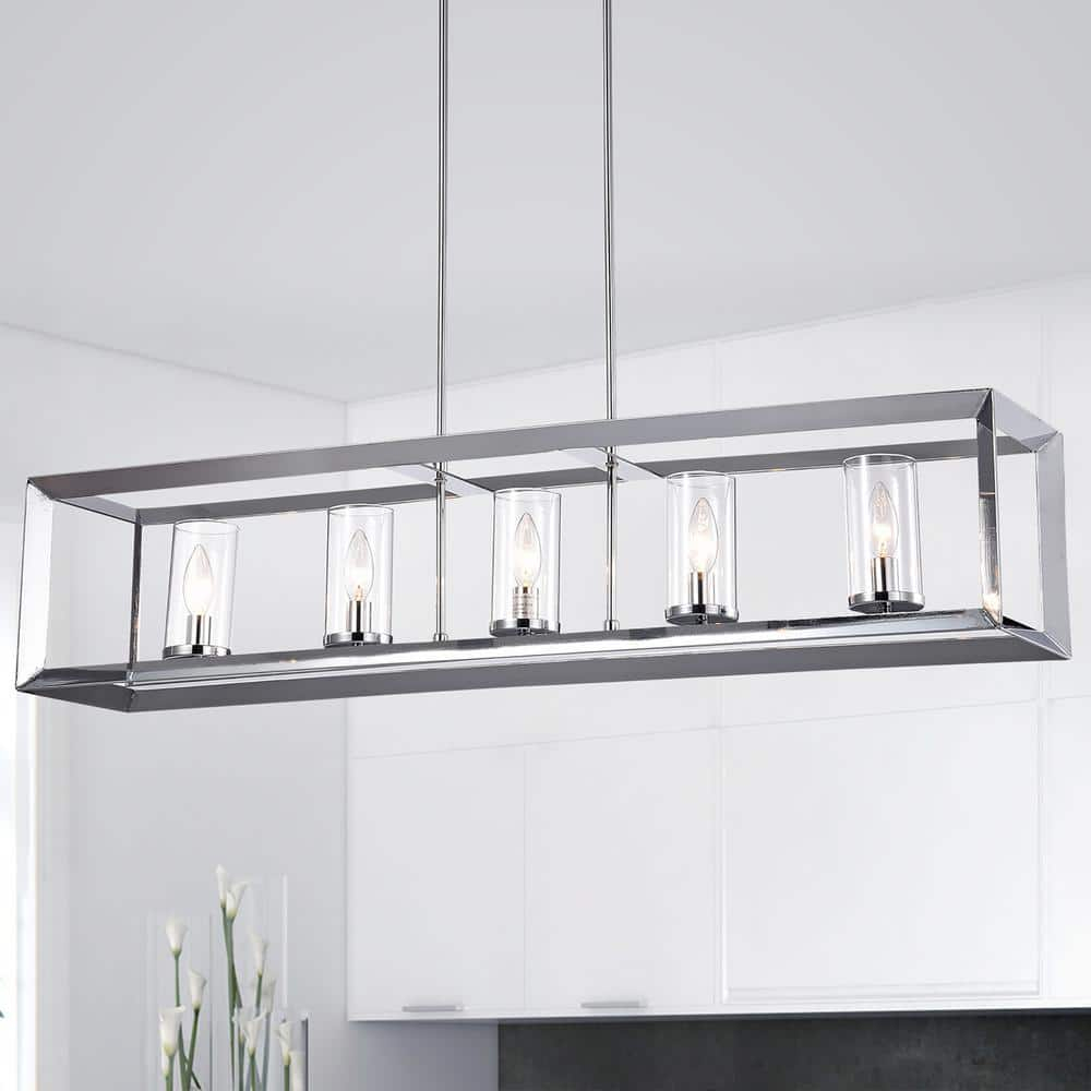 Warehouse of Tiffany Ciel 41-inch Chrome Finish 5-Light Chandelier