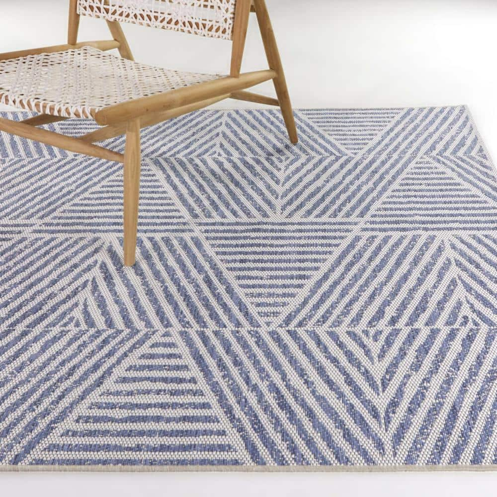 Balta US, Inc Darcy Modern Stripe Indoor/Outdoor Area Rug Blue 5'3" x 7' 5' x 8' Off-White Runner, Rectangle