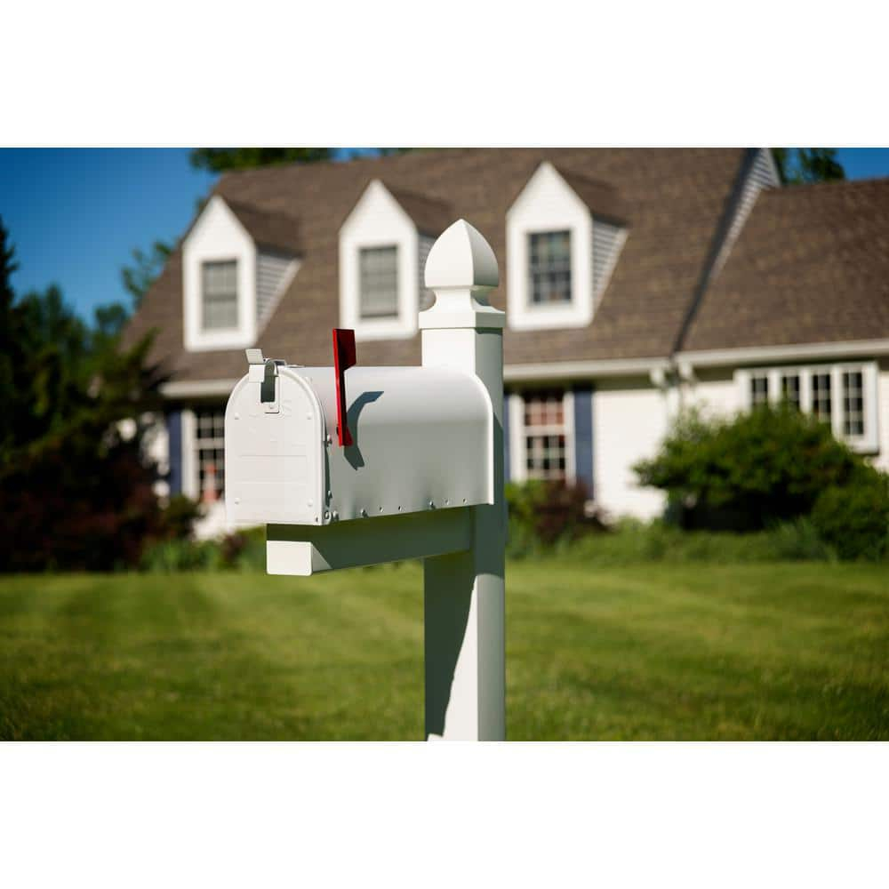 Medium White Aluminum Post Mount Mailbox