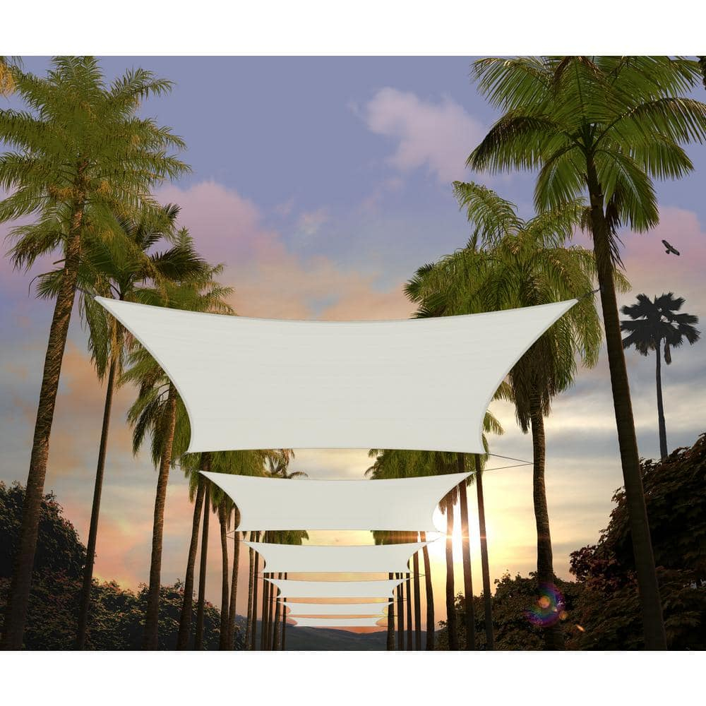 Amgo 12' x 18' White Rectangle Sun Shade Sail Canopy Awning UPF50+ AGTAPR0810, 95% UV Blockage, Water & Air Permeable, Commercial and Residential, 3 Years Warranty (We Make Custom Size)