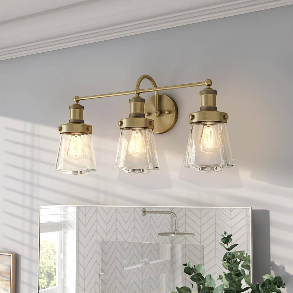 Designers Fountain Taylor 3 Light Old Satin Brass Bathroom Vanity Light Fixture, 69503-OSB