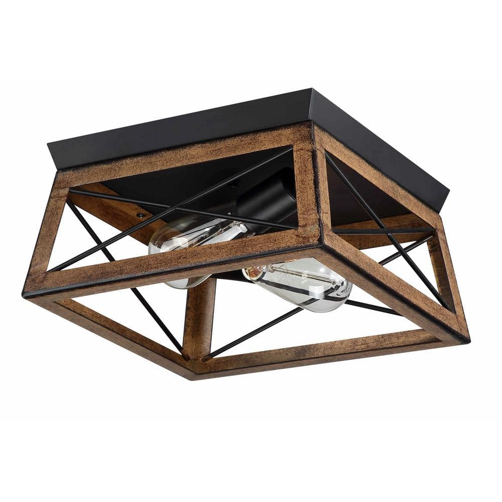 2-Light Farmhouse Close to Ceiling Light Fixture, Flush Mount Ceiling Light for Kitchen, Dining Room, Living Room, Hallway