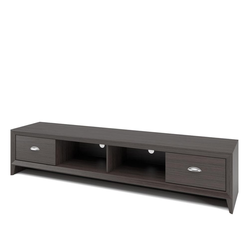 CorLiving Lakewood Modern Dark Brown Engineered Wood TV Stand with Drawers for Most TVs up to 85" for Living Room – Long, Low Profile TV Stand with Storage – Modern Under TV Stand