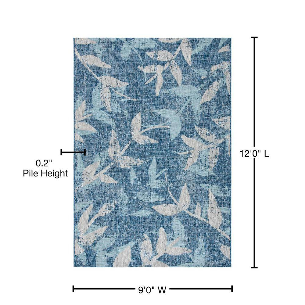 SAFAVIEH Courtyard Colton Floral Indoor/Outdoor Area Rug, 9' x 12', Navy/Blue