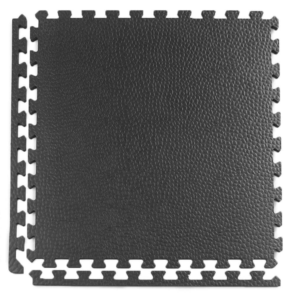 Greatmats Gym Floor Pebble Top Interlocking Foam Tiles Black 10 Pack 2 ft. x 2 ft. x 3/4 in.