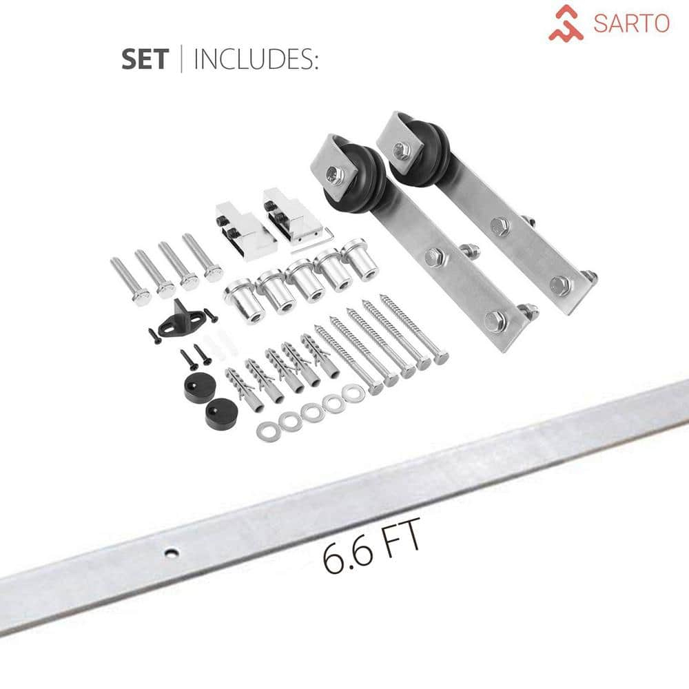 Sliding Barn Door with Hardware | Lucia 2552 White Silk with Frosted Glass | 6.6FT Rail Hangers Sturdy Set | Lite Wooden Solid Panel Interior Doors