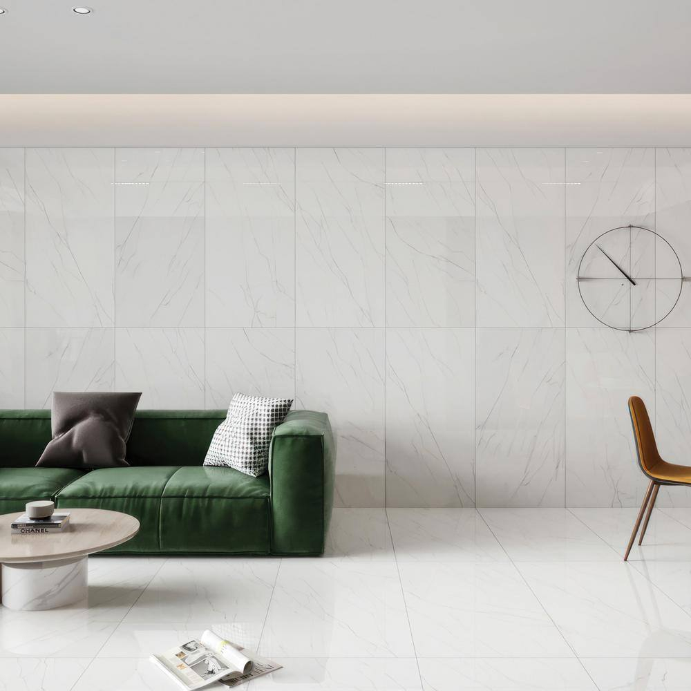 Shandar 24" x 48" Porcelain Marble Look Wall Floor Use Tile