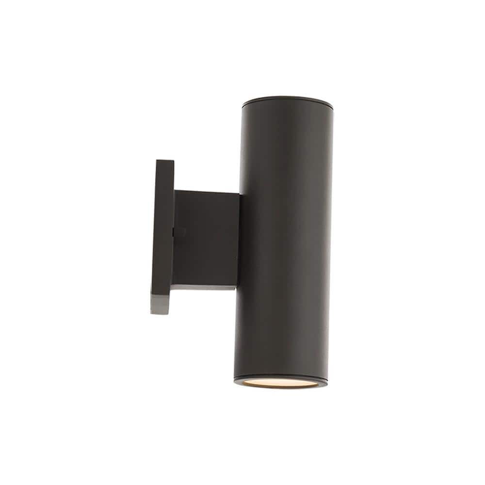 Bronze Cylinder Dimmable Outdoor LED Wall Sconce with White Acrylic Diffuser