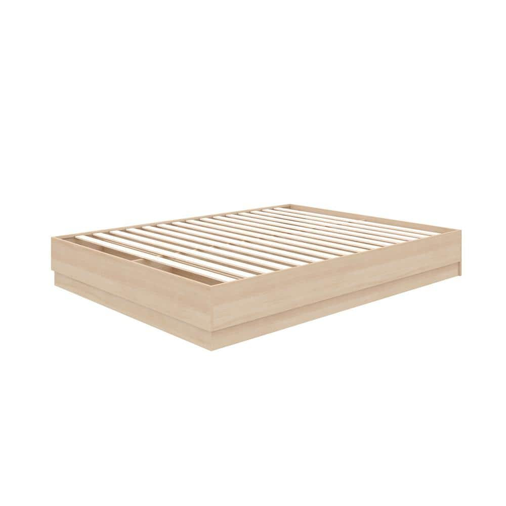 Nexera Milano Queen Size Platform Bed Frame, Natural Blonde Oak