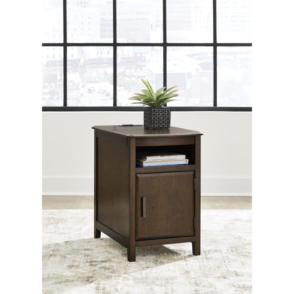 Signature Design by Ashley Casual Devonsted Chairside End Table  Dark Brown