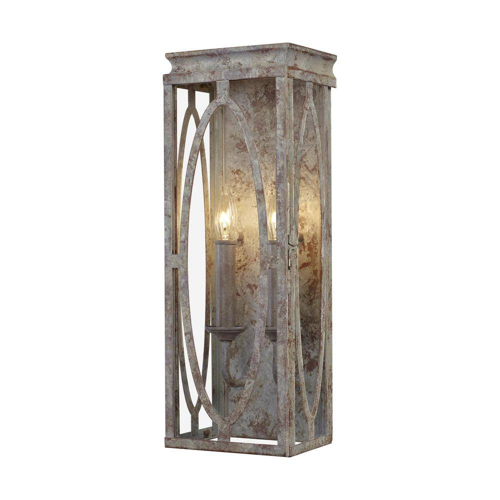 Patrice Deep Abyss 2-Light Rectangular Wall Sconce with Clear Panels