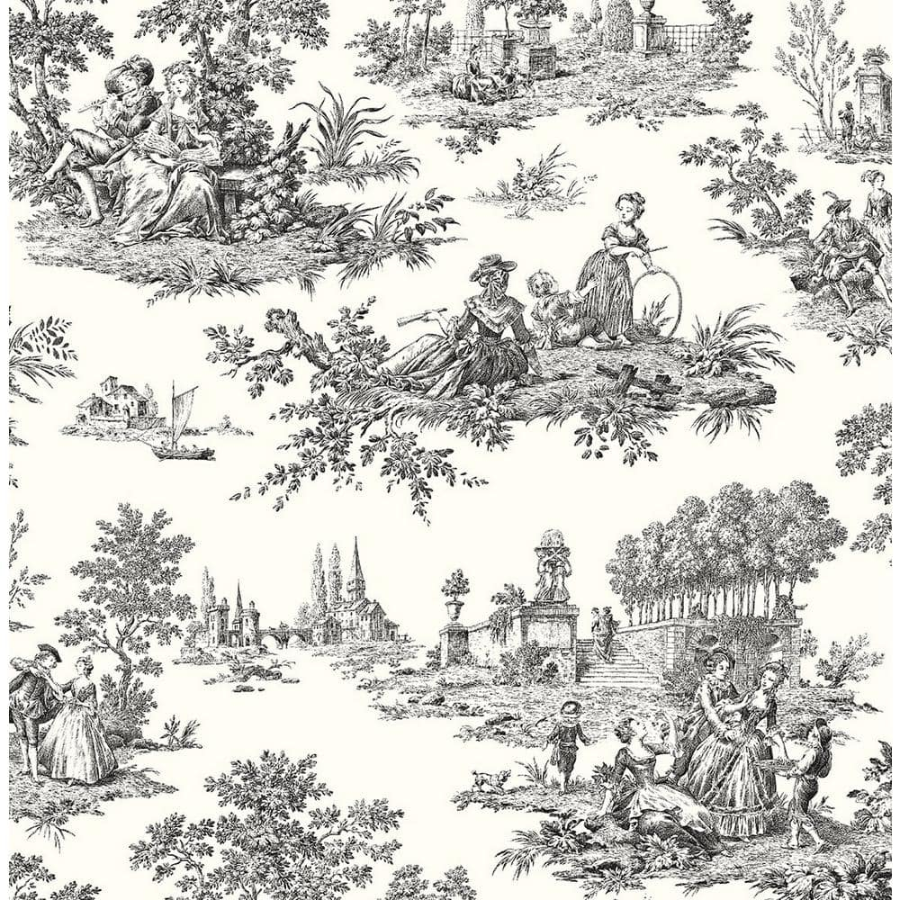 NextWall Inkwell Chateau Toile Peel and Stick Wallpaper
