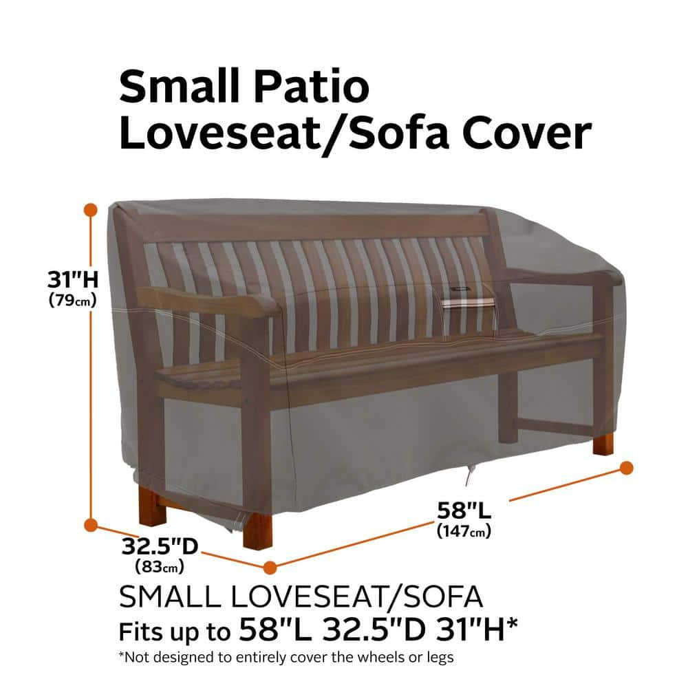 Classic Accessories Ravenna® Patio Loveseat Cover - Premium Outdoor Furniture Cover with Water Resistant Fabric, Small (55-149-025101-EC)