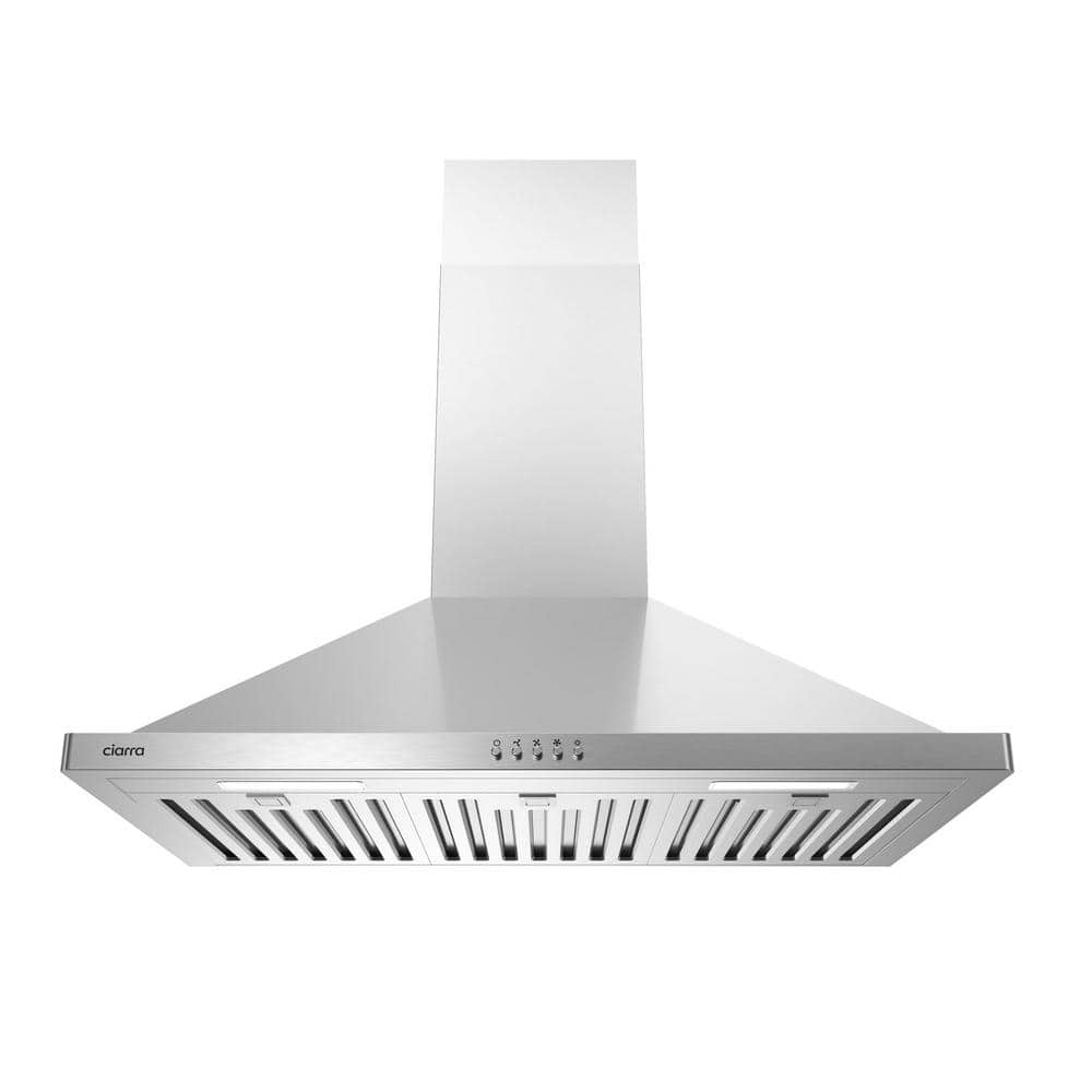 CIARRA Range Hood 30 inch Wall Mount Chimney Hood Range 450 CFM Ducted and Ductless Kitchen Hood Vent in Stainless Steel, CAS75302