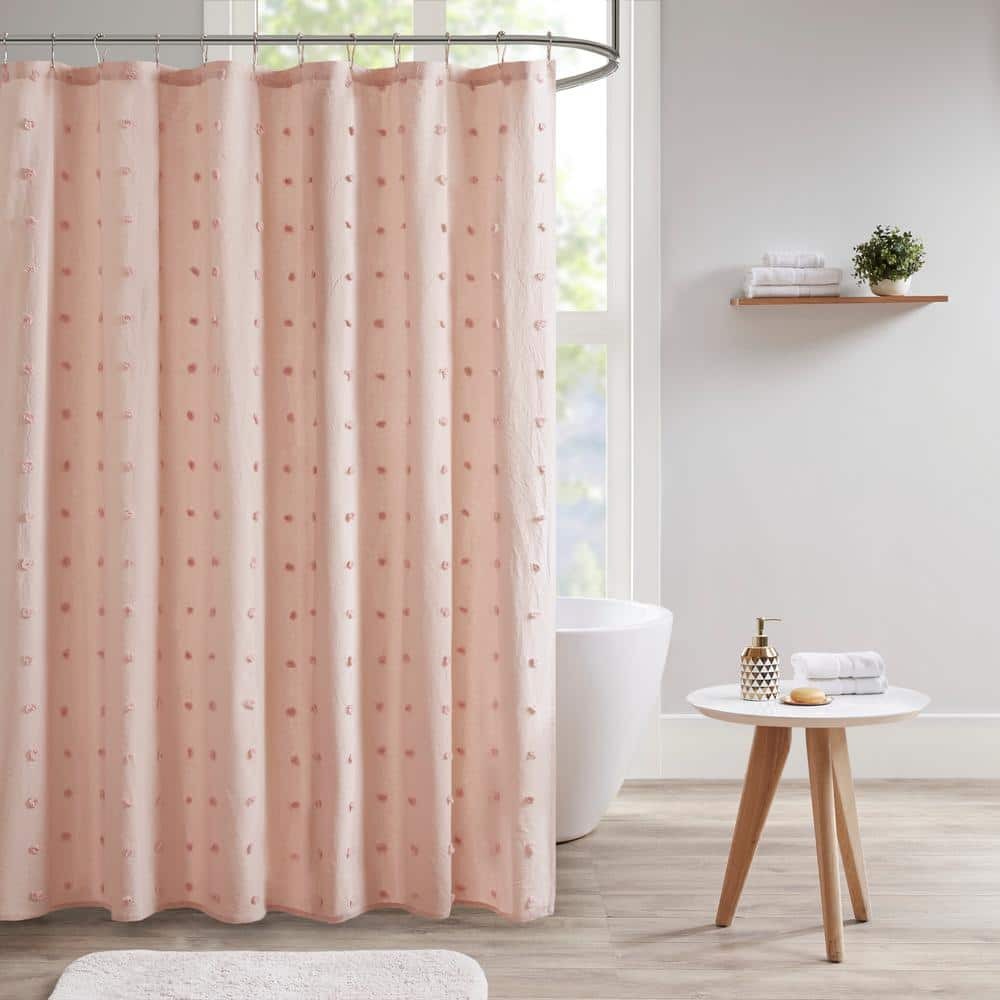 Home Essence Apartment Kay Cotton Yarn Dyed Jacquard Pom Pom Shower Curtain