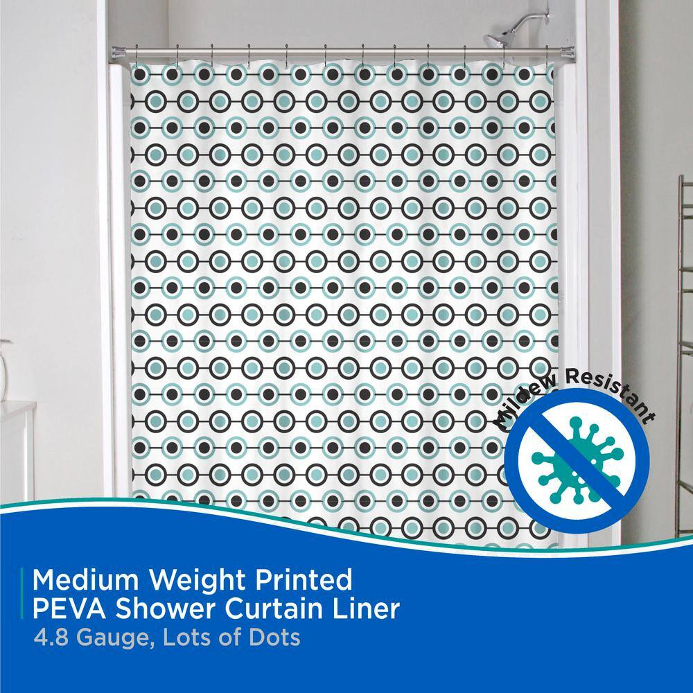 Kenney® Medium Weight Decorative PEVA Shower Curtain Liner, 70" W x 72" H, Lots of Dots