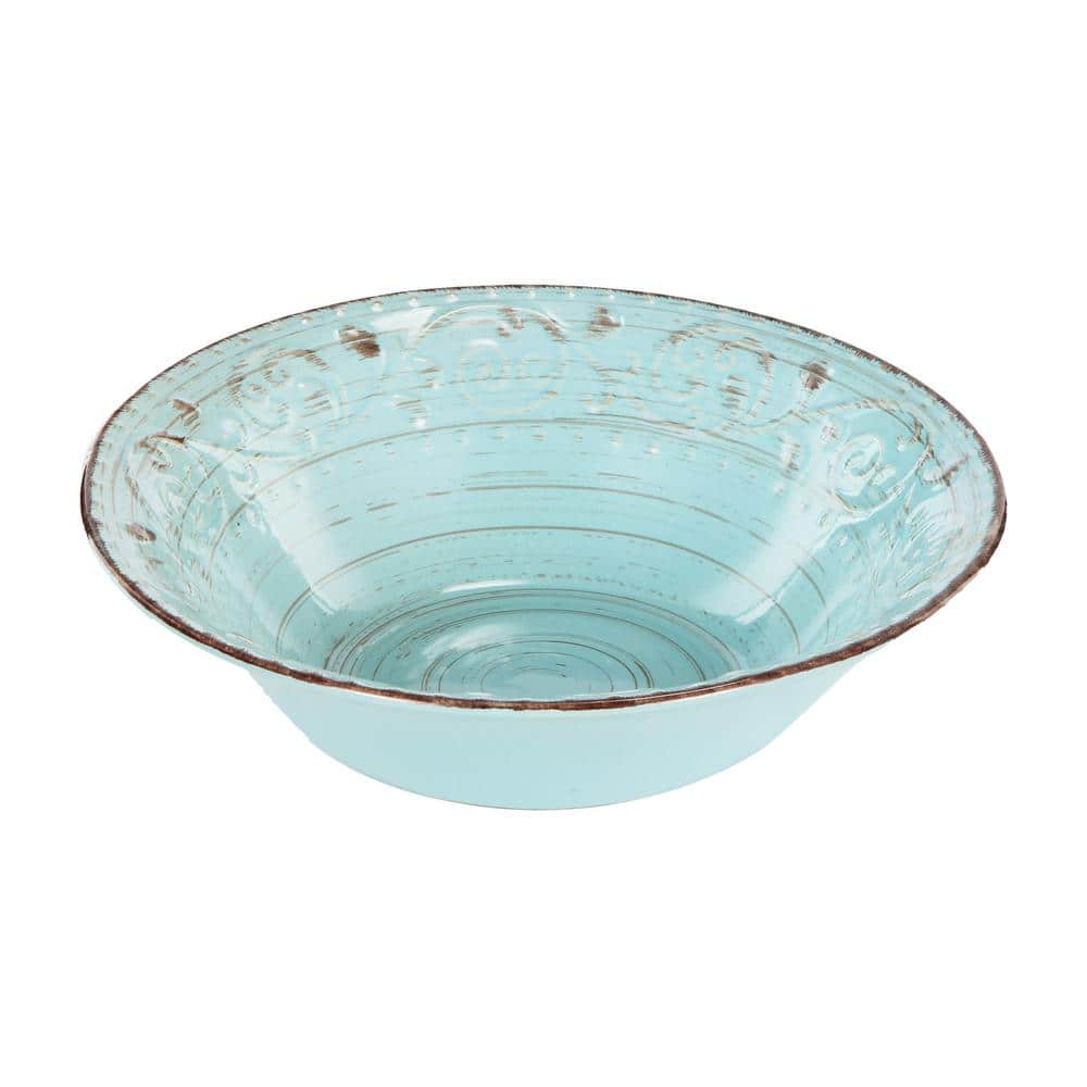A&B Home Lot of 2 Rustic Fare Serving Bowl 10"x3" Aqua Blue