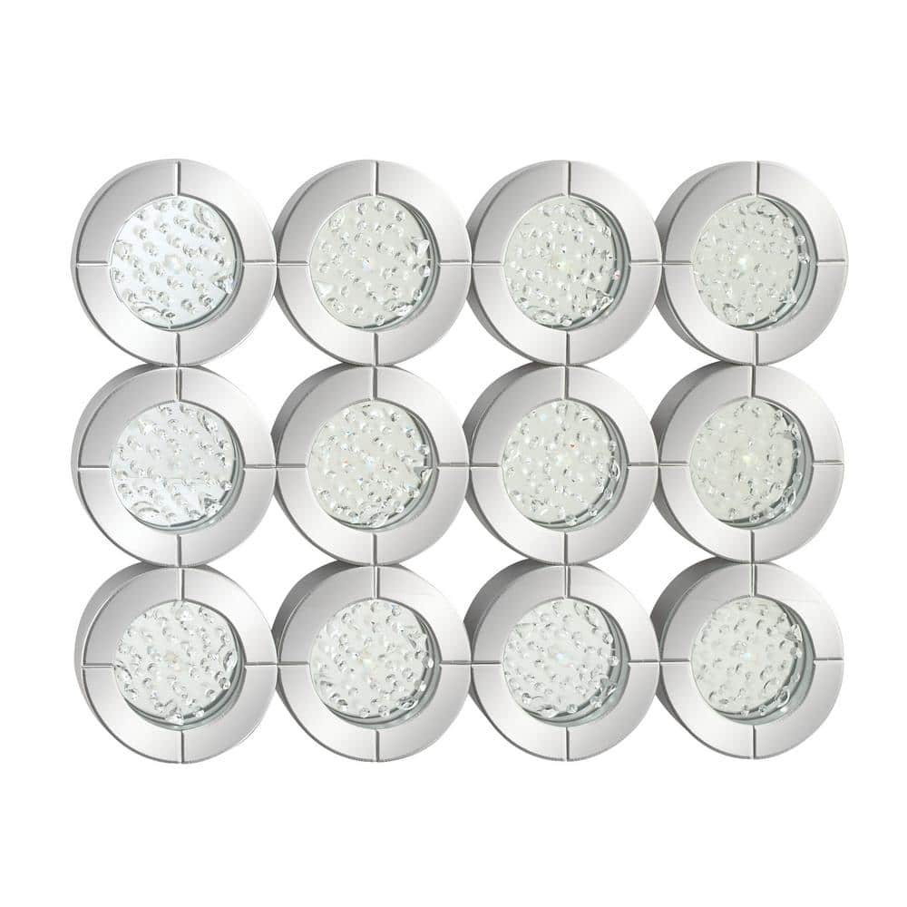 DecMode 39" x 29" Silver Wall Mirror with Floating Crystals