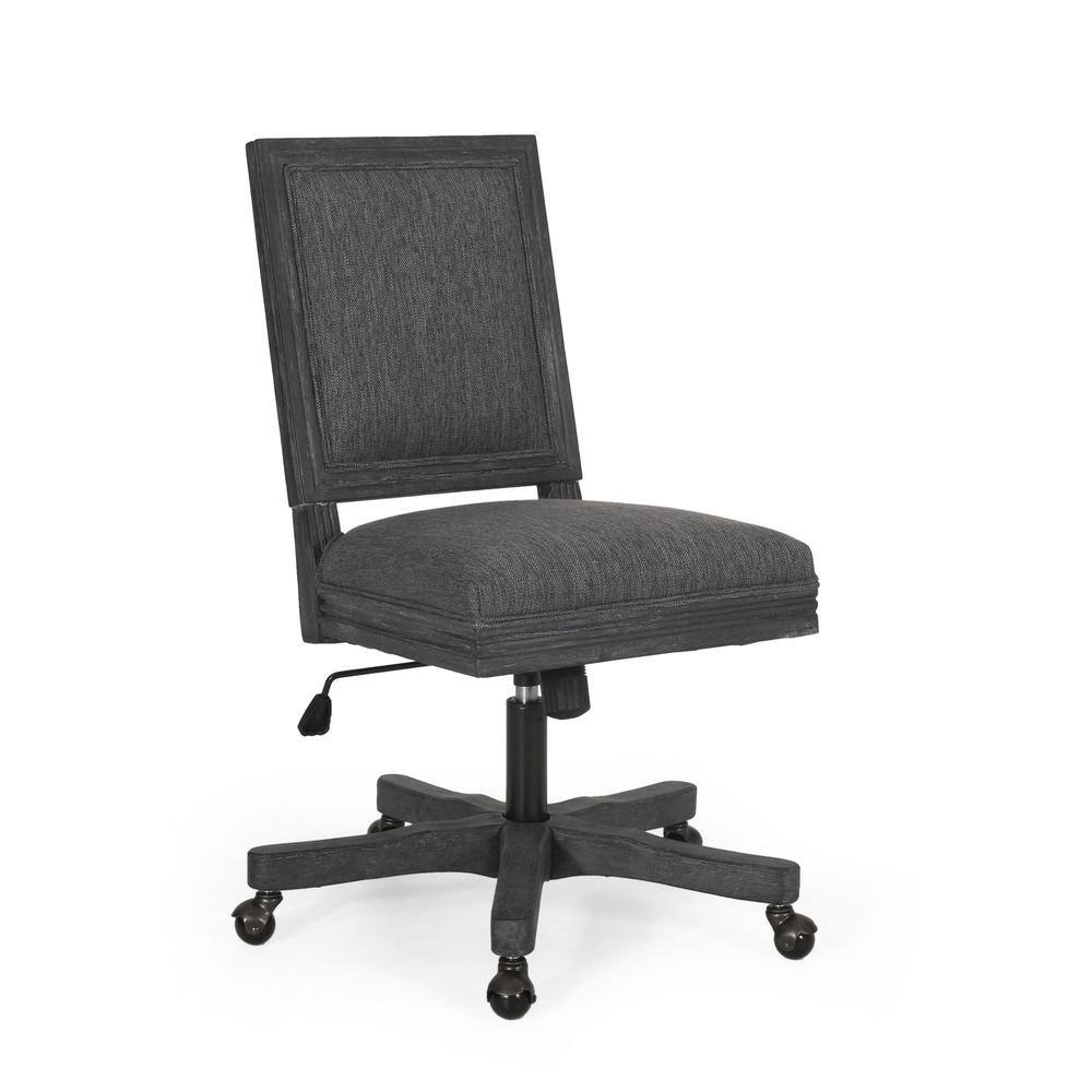 Noble House Printz Wood Swivel Office Chair, Charcoal and Natural
