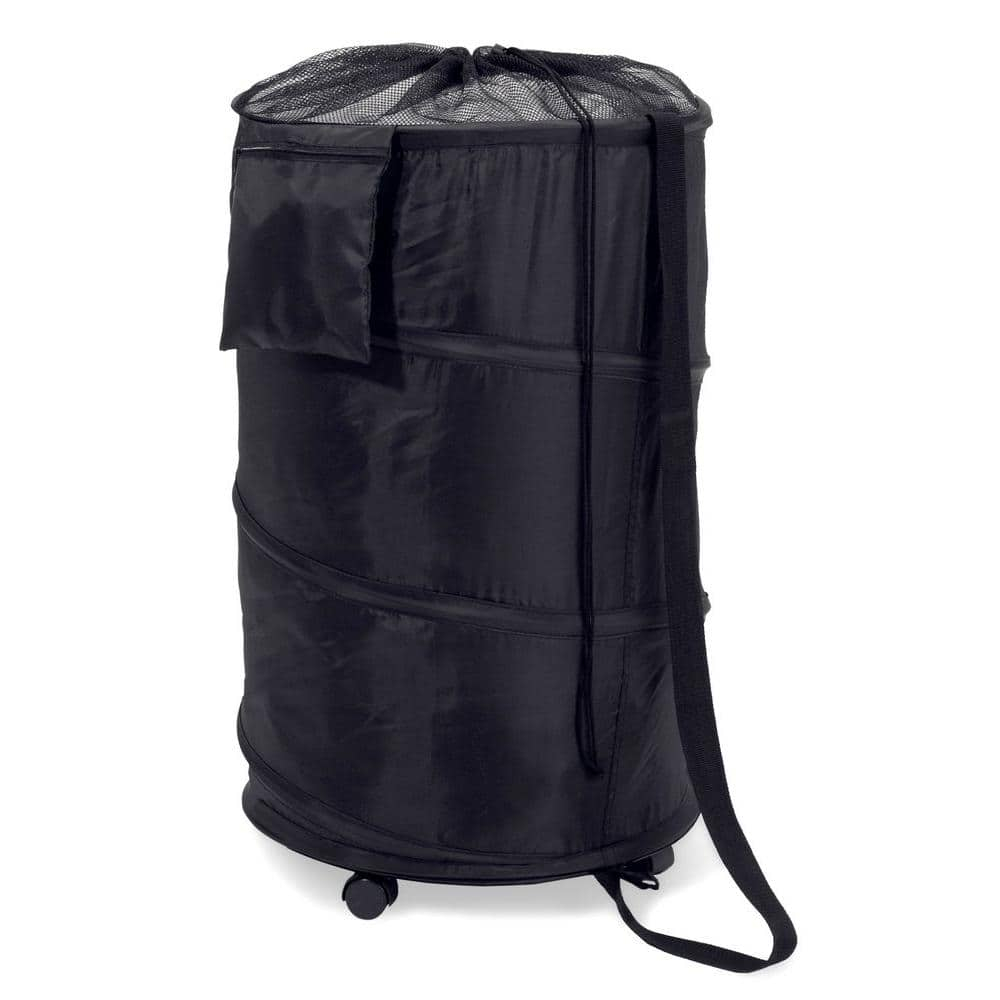 Honey-Can-Do Polyester and Steel Rolling Pop-up Hamper, Black