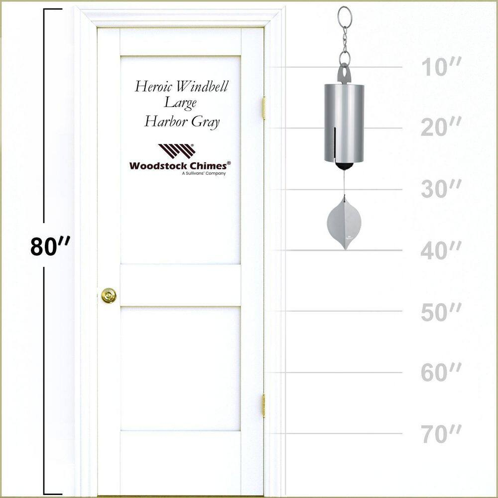 Woodstock Windchimes Heroic Windbell Harbor Gray, Wind Chimes For Outside, Wind Chimes For Garden, Patio, and Outdoor Décor, 40"L