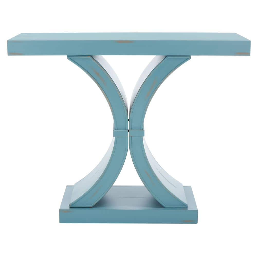 SAFAVIEH Dryden Modern Style Blue Wood Console Table (39.5 in. W x 15.5 in. D x 31.8 in. H)