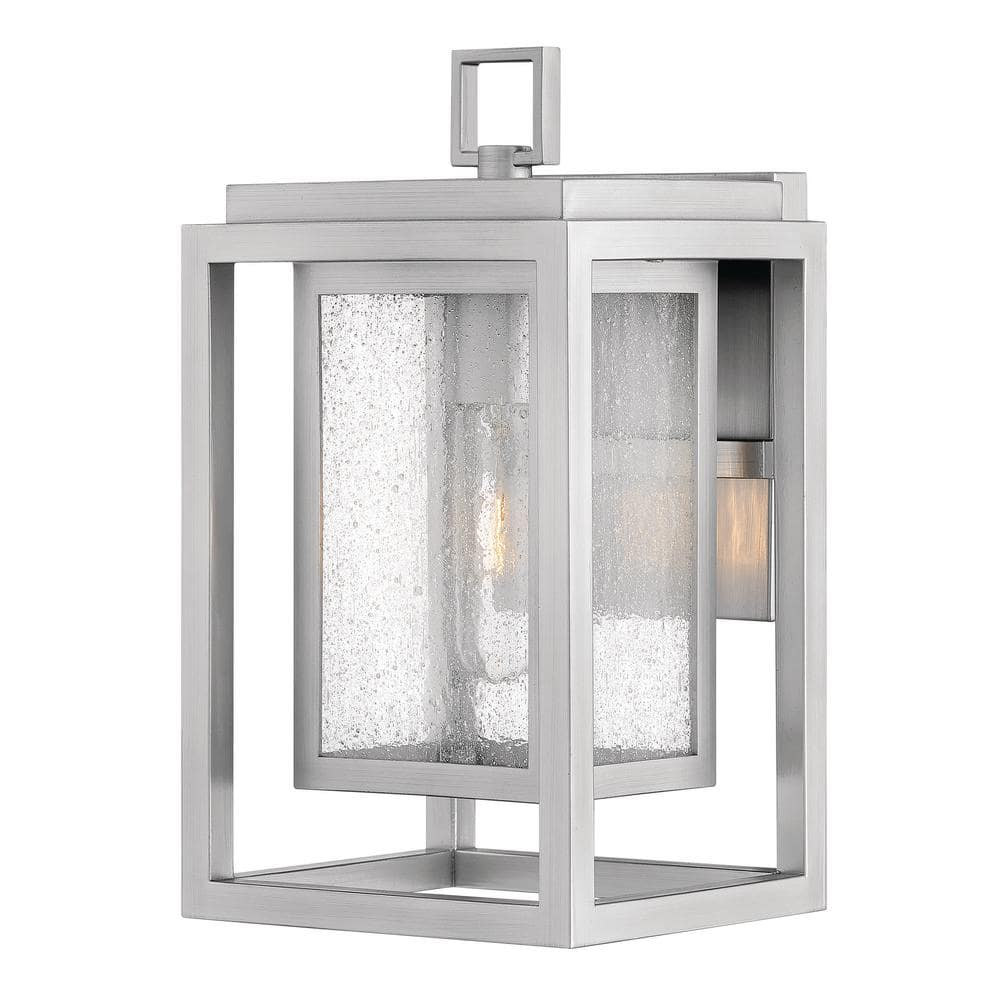 Satin Nickel 12-Inch Outdoor Wall Sconce with Clear Seedy Glass
