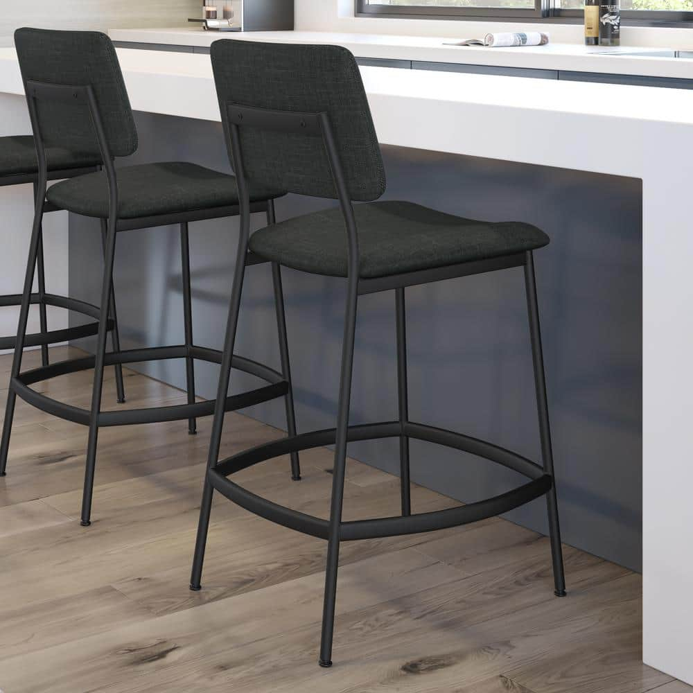 Amisco Sullivan 26 In. Counter Stool - Black Polyester / Black Metal